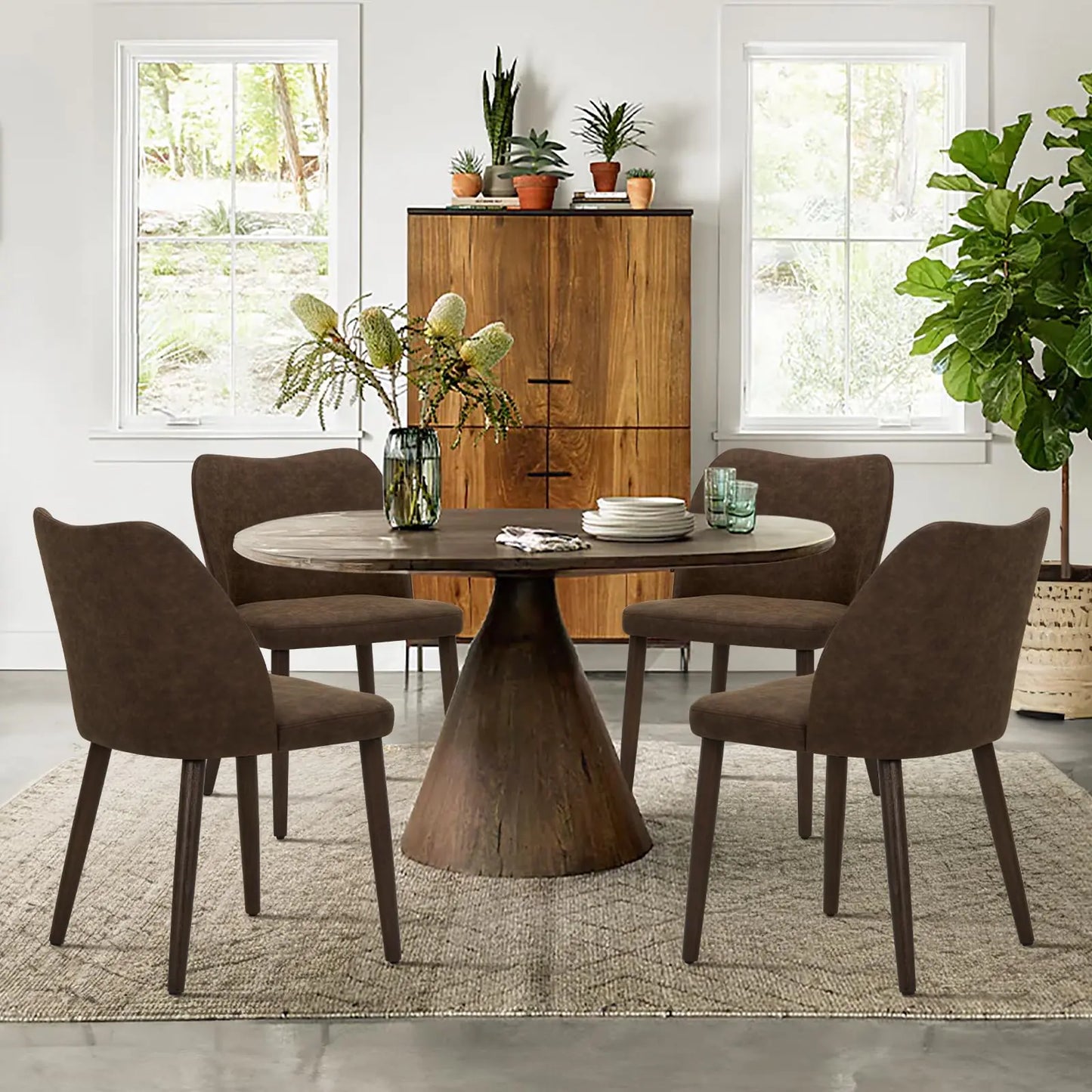 Leather Dining Chairs Set of 4