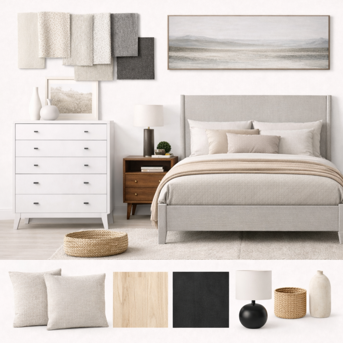 Flynn Panel Bed, Gray