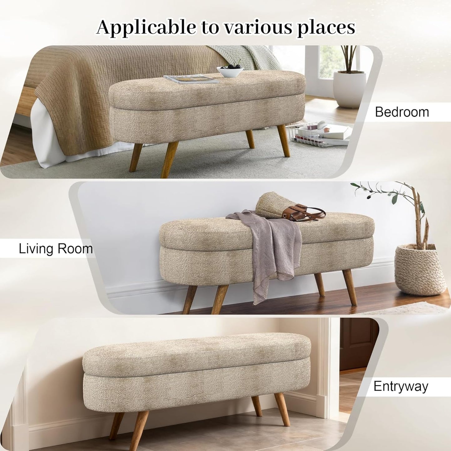Upholstered Storage Ottoman Bench