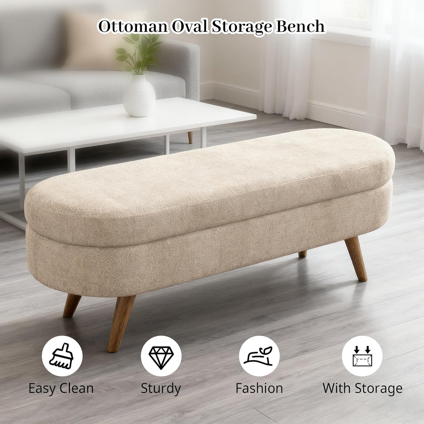 Upholstered Storage Ottoman Bench