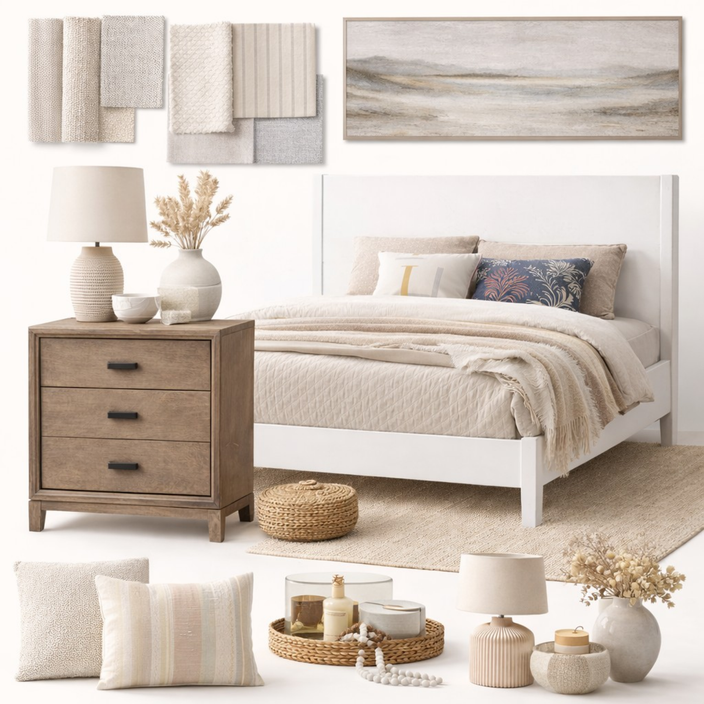 Flynn Panel Bed, White