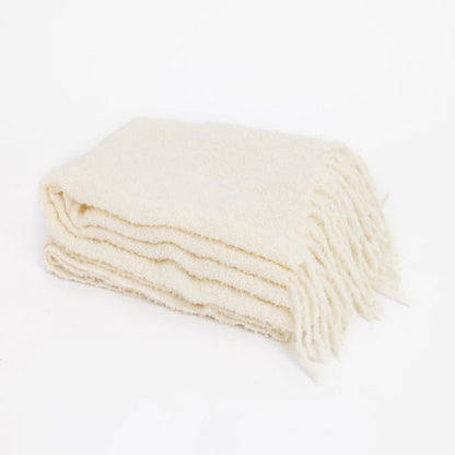 Bouclé Collection - Handloomed Alpaca Bouclé Ivory Throw Blanket From Peru