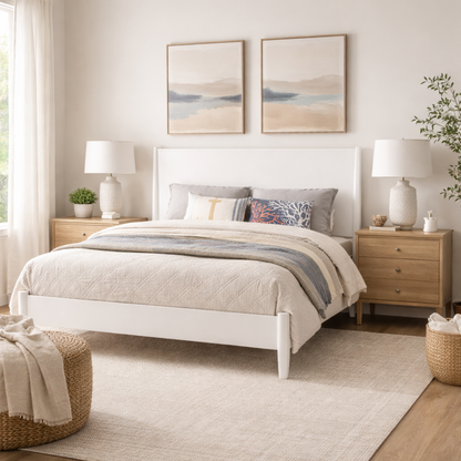 Flynn Panel Bed, White