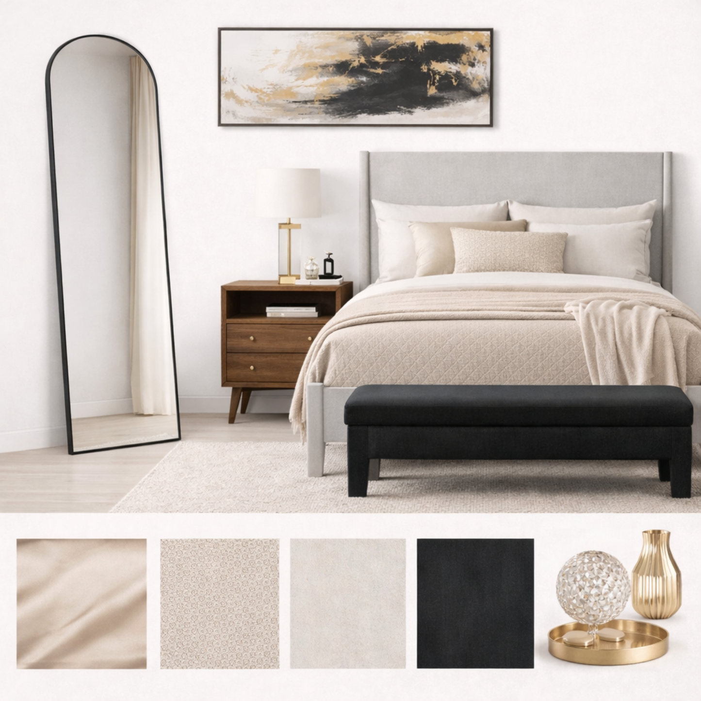 Flynn Panel Bed, Gray