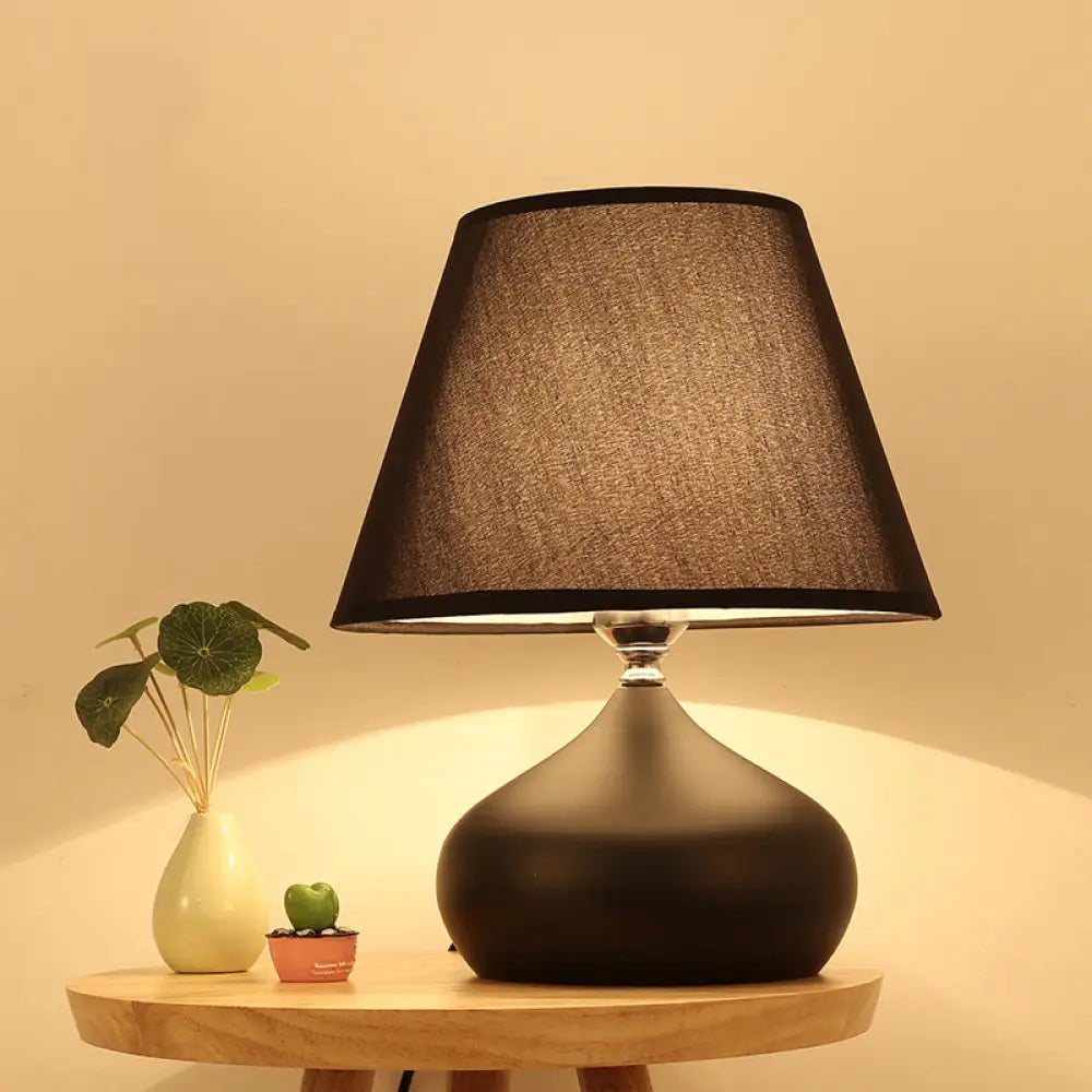 DecorBites™ Modern Tapered Drum Table Lamp - Fabric Shade - Single Nightstand Lighting